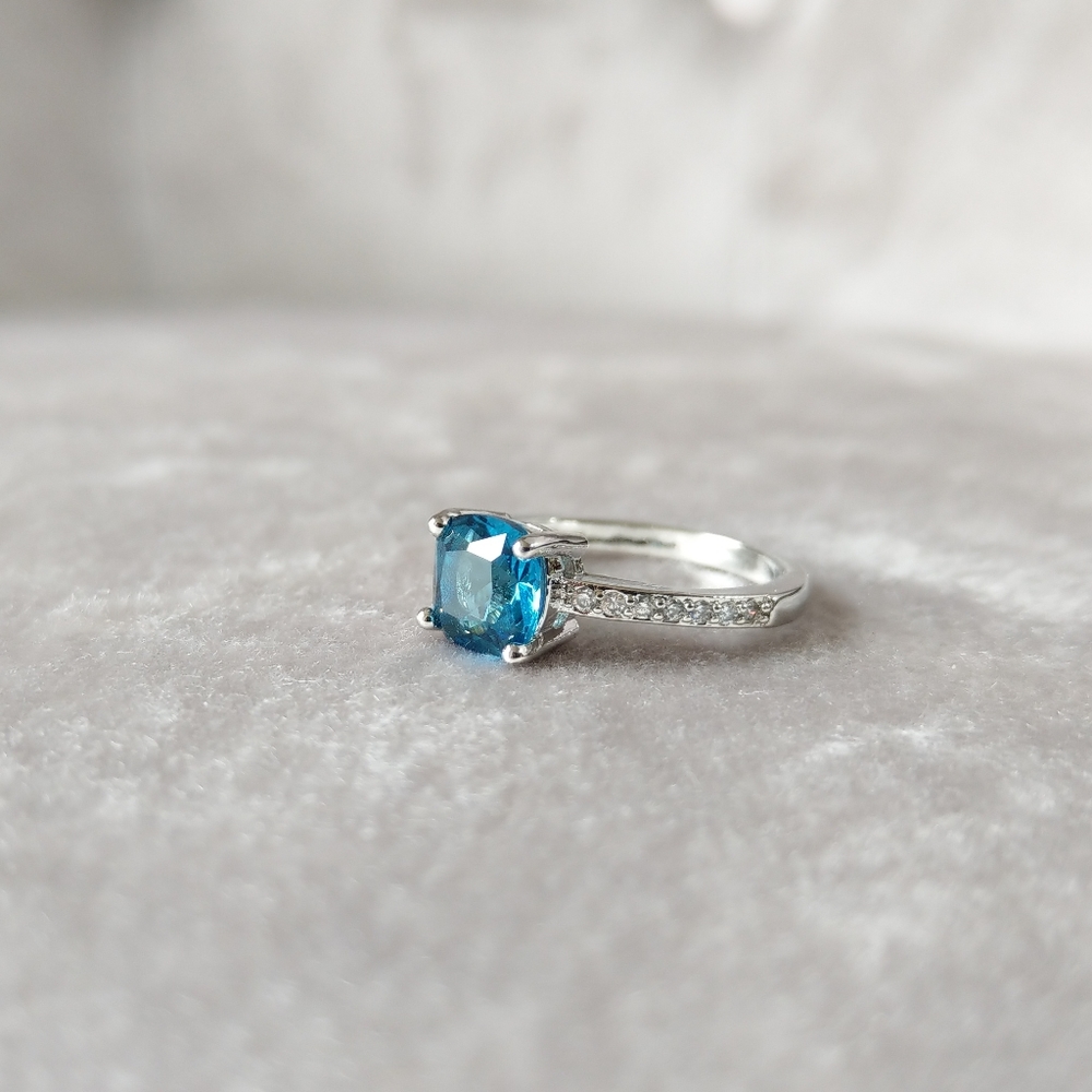 💎NEW💎 SILVER PEACOCK BLUE SAPPHIRE RING - Picture 11 of 13